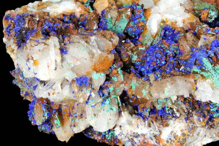 Malachite and Azurite with Limonite Encrusted Quartz - Morocco #132585